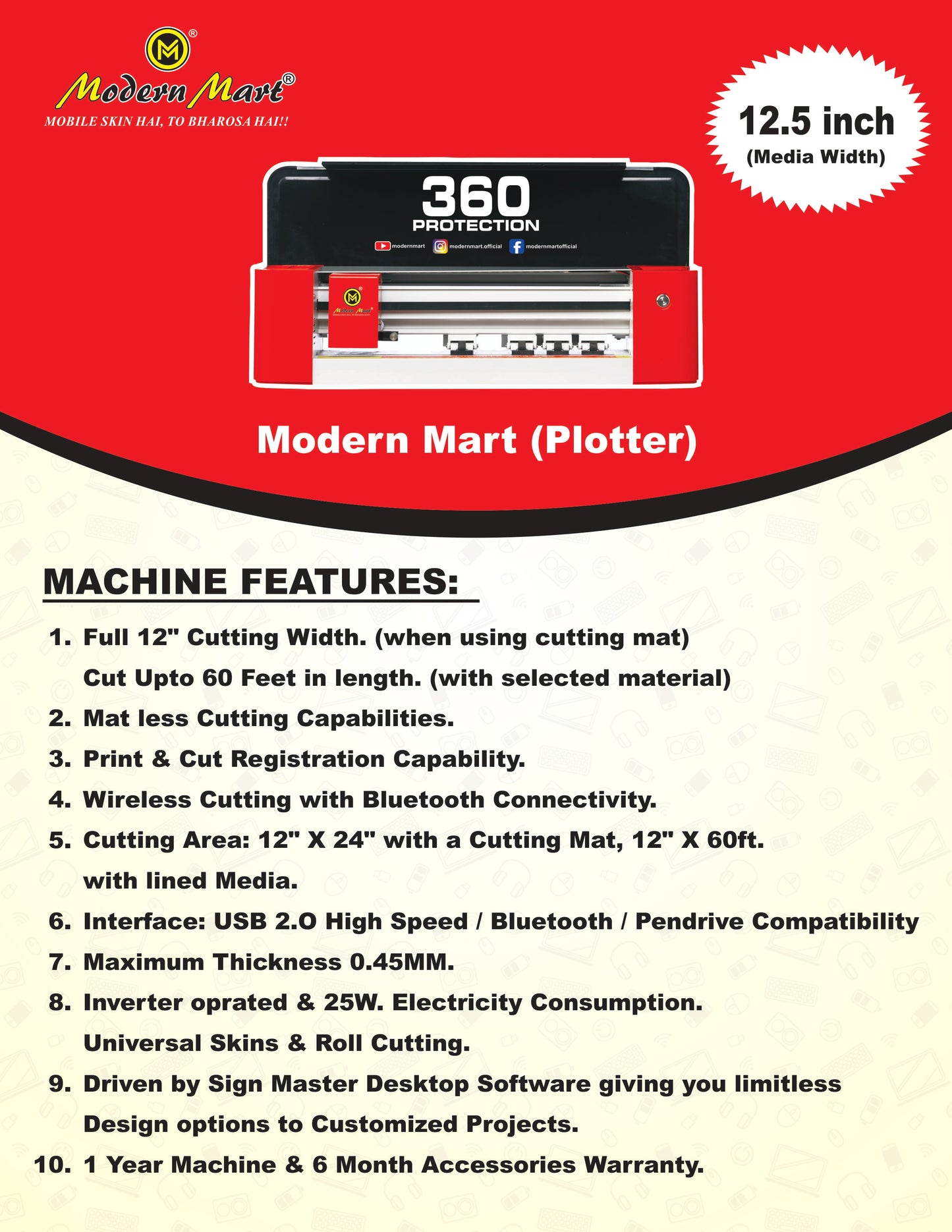 Modern Mart Plotter For Skins, Laptop, Key, Camera Cuttings