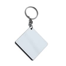 Square Shape for Sublimation MDF Keychains with Ring Single side -10 Pieces pack