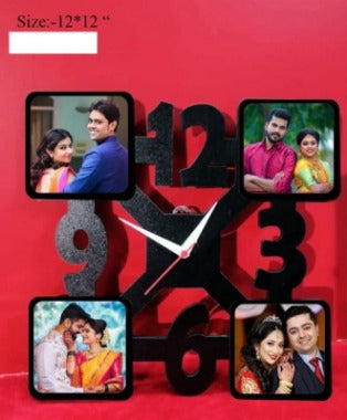 Customize Square Wall clock 4  Photos Frame- Sublimation Blank 39