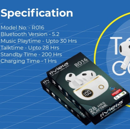 Riviera Bluetooth Earbuds – Superior Sound & Long-Lasting Performance