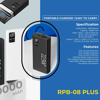 Riviera 20,000mAh Power Bank – High-Capacity Fast Charging with QC3.0