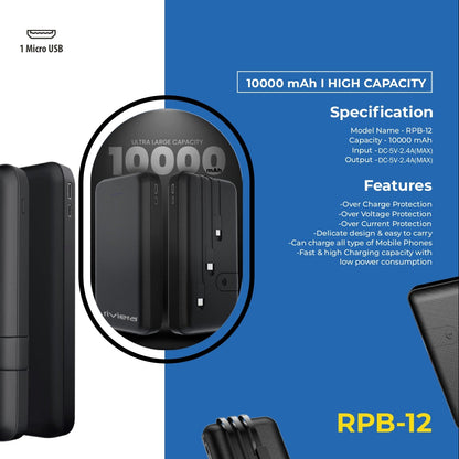 Riviera 3-in-1 Power Bank (10,000mAh) – Fast & Reliable Charging On-the-Go