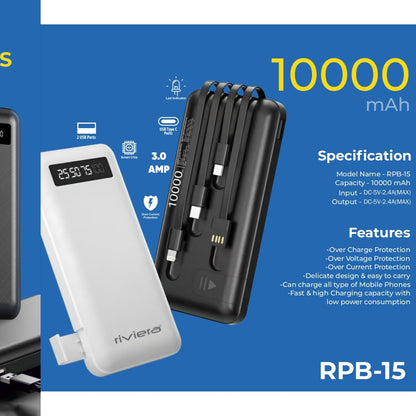 Riviera 3-in-1 Power Bank (10,000mAh) – Fast & Reliable Charging On-the-Go