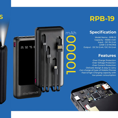 Riviera 3-in-1 Power Bank (10,000mAh) – Fast & Reliable Charging On-the-Go