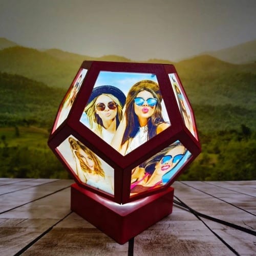 Sublimation 11 Photos Pentagon Shaped Red Rotation Lamp