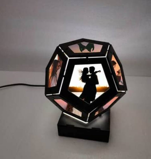 Sublimation 11 Photos Pentagon Shaped Black Rotation Lamp