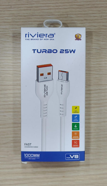 Riviera Turbo 25W Data Cable – Fast Charging & High-Speed Data Transfer