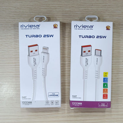 Riviera Turbo 25W Data Cable – Fast Charging & High-Speed Data Transfer
