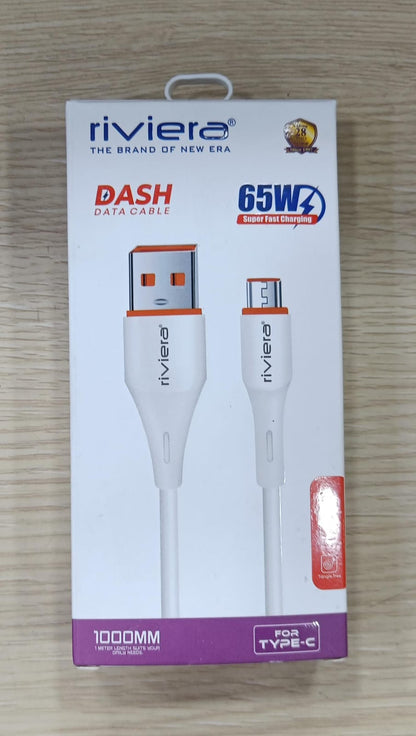 Riviera Dash 65W Super Fast Charging Data Cable – Ultra-Fast Charging & Seamless Data Transfer