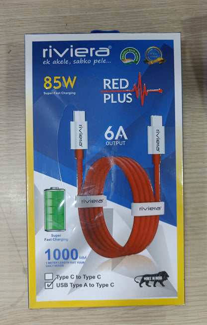 Riviera Red Plus 85W Super Fast Charging Data Cable – Extreme Speed & Superior Performance