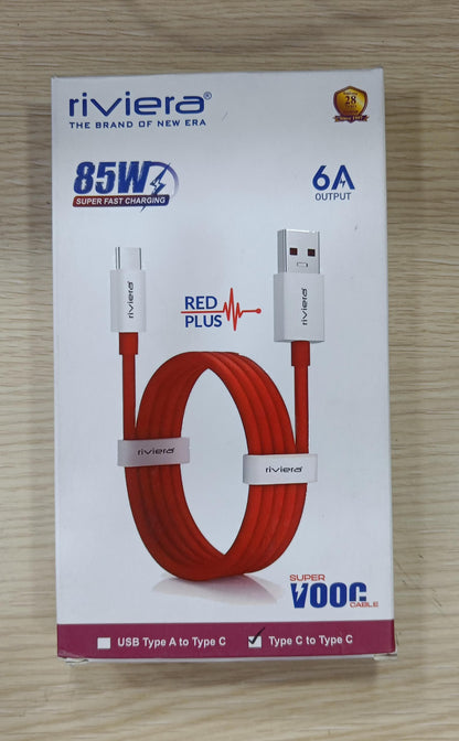 Riviera Red Plus 85W Super Fast Charging Data Cable – Extreme Speed & Superior Performance