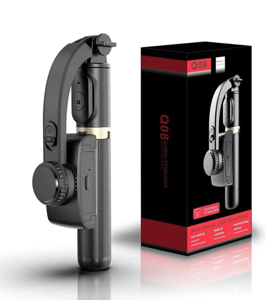 Q08 3-Axis Gimbal Stabilizer – Anti-Shake Handheld Selfie Stick with Tripod & Remote Control