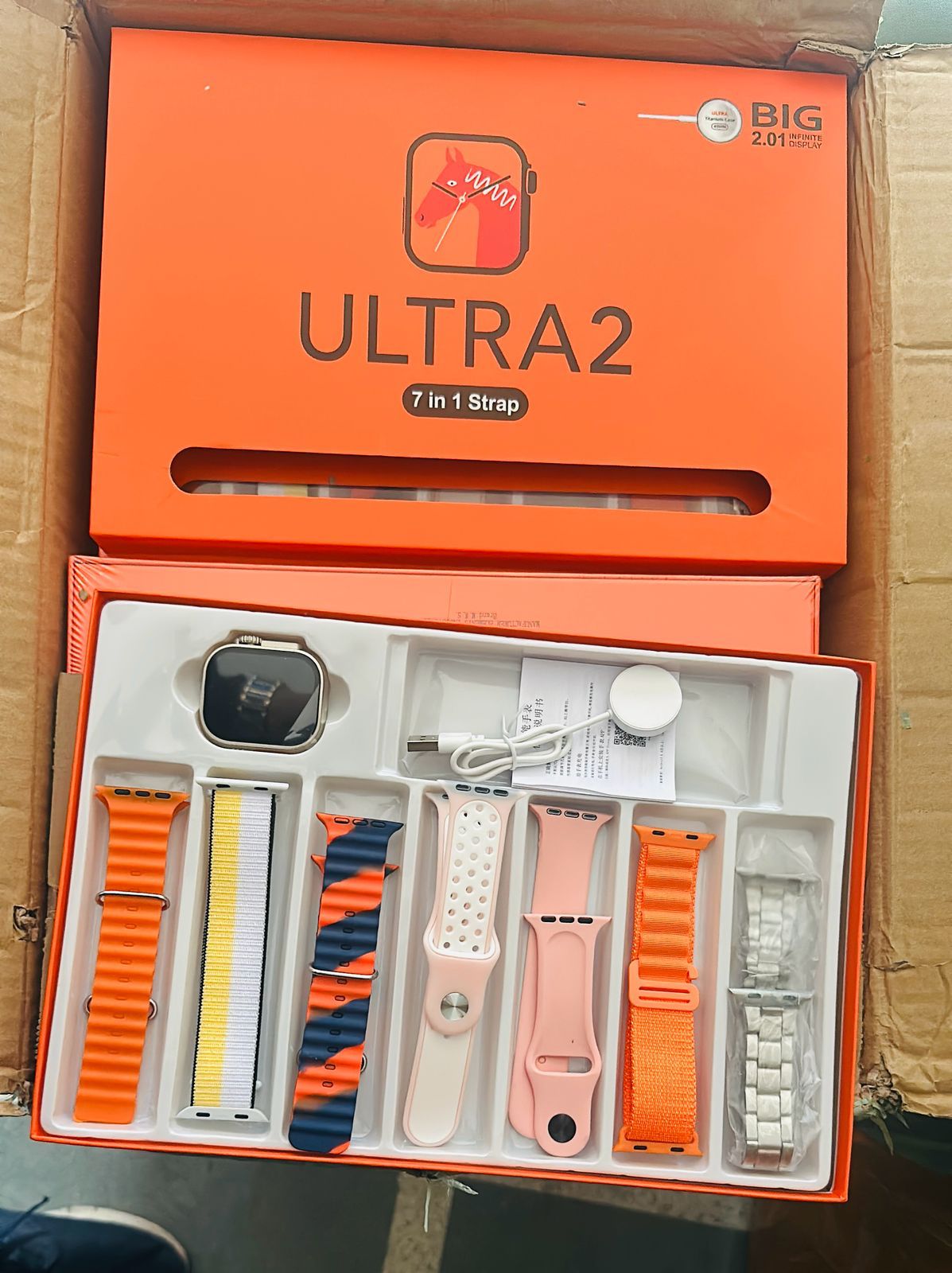 Ultra 2 Smartwatch – 7-in-1 Strap Edition | 2.01" Big Display | Multi-Function Fitness Watch