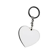Heart Shape for Sublimation MDF Keychains with Ring Single side -10 Pieces pack